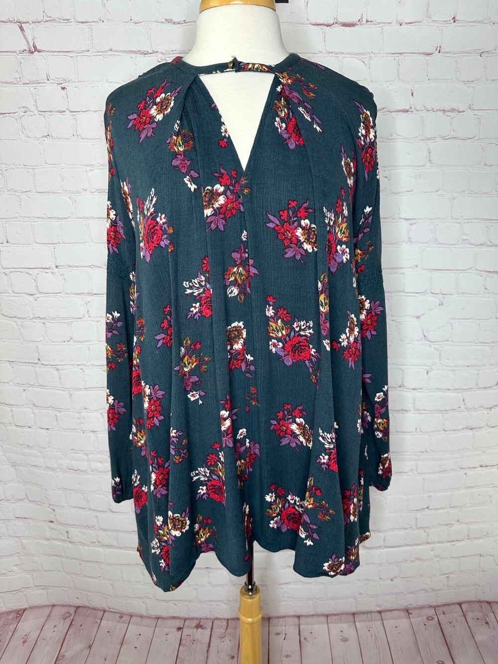Free People Green Floral Swing Dress Women's Small Boho Bohemian Cottagecore